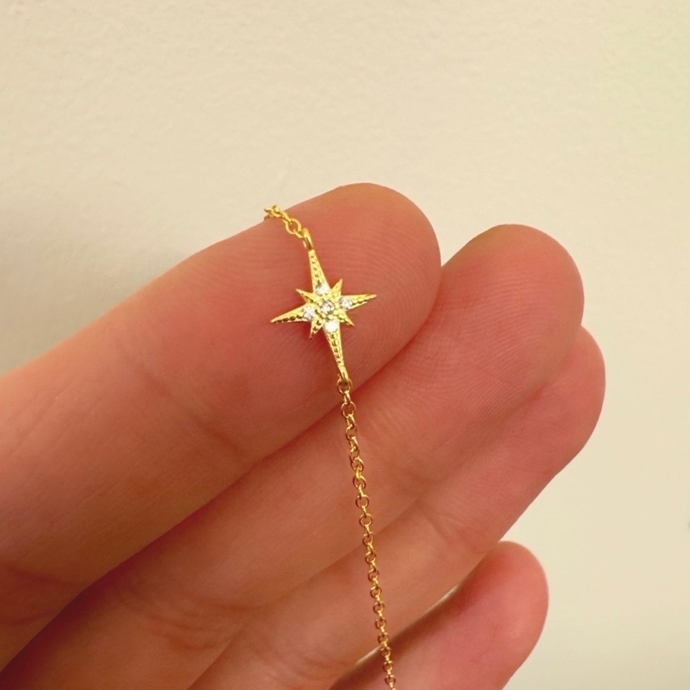 925 Sterling Silver North Star Bracelet, 14K Gold
Celestial Bracelet ✨ - Picture 3 of 3